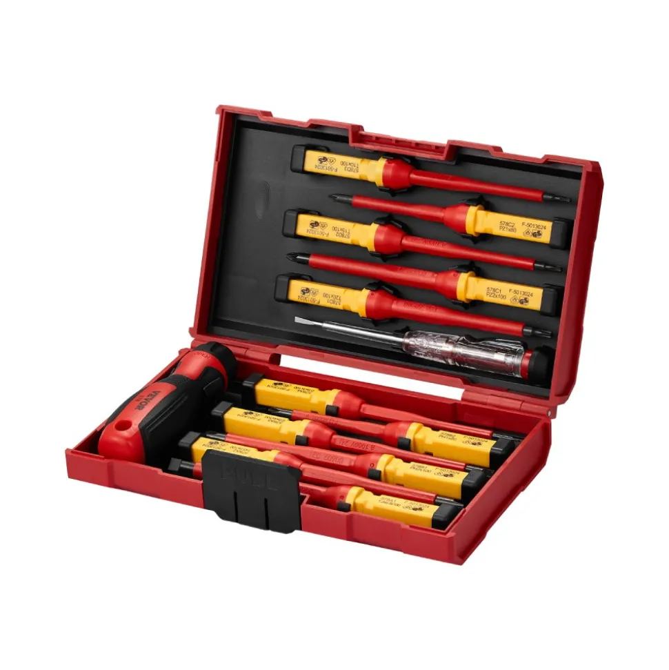 VEVOR Insulated Screwdriver Set, 13-Piece Professional Electrical Screwdriver Set, 1000V Insulated Electrician Tool Set, with Magnetic Phillips Slotted Pozi Torx Tips, Screwdrivers, for Electricians