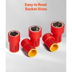 VEVOR Insulated Socket Set, 16-Piece Insulated Wrench Tool Set, 1000V Insulated Socket Tool, with Insulated Sockets, Insulated T-Handle Wrench, Drive Rachet, Extensions, for Electricians Home Repair