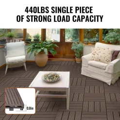 VEVOR Interlocking Deck Tiles Plastic Wood, 27 Pack,12"x12" 27 sq. ft Waterproof Outdoor Flooring All Weather Use, Patio Floor Decking Covering Tiles for Porch Poolside Balcony Backyard, Dark Brown