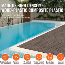 VEVOR Interlocking Deck Tiles Plastic Wood, 27 Pack,12