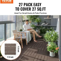 VEVOR Interlocking Deck Tiles Plastic Wood, 27 Pack,12
