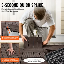 VEVOR Interlocking Deck Tiles Plastic Wood, 27 Pack,12
