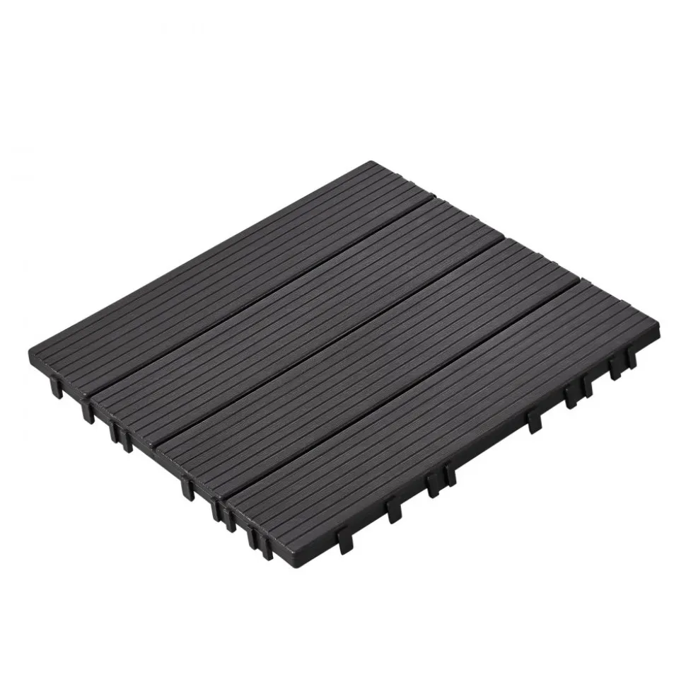VEVOR Interlocking Deck Tiles, 54 Pack,12"x12" 54 sq. ft Plastic Waterproof Outdoor Flooring All Weather Use, Patio Floor Decking Covering Tiles for Porch Poolside Balcony Backyard, Dark Grey