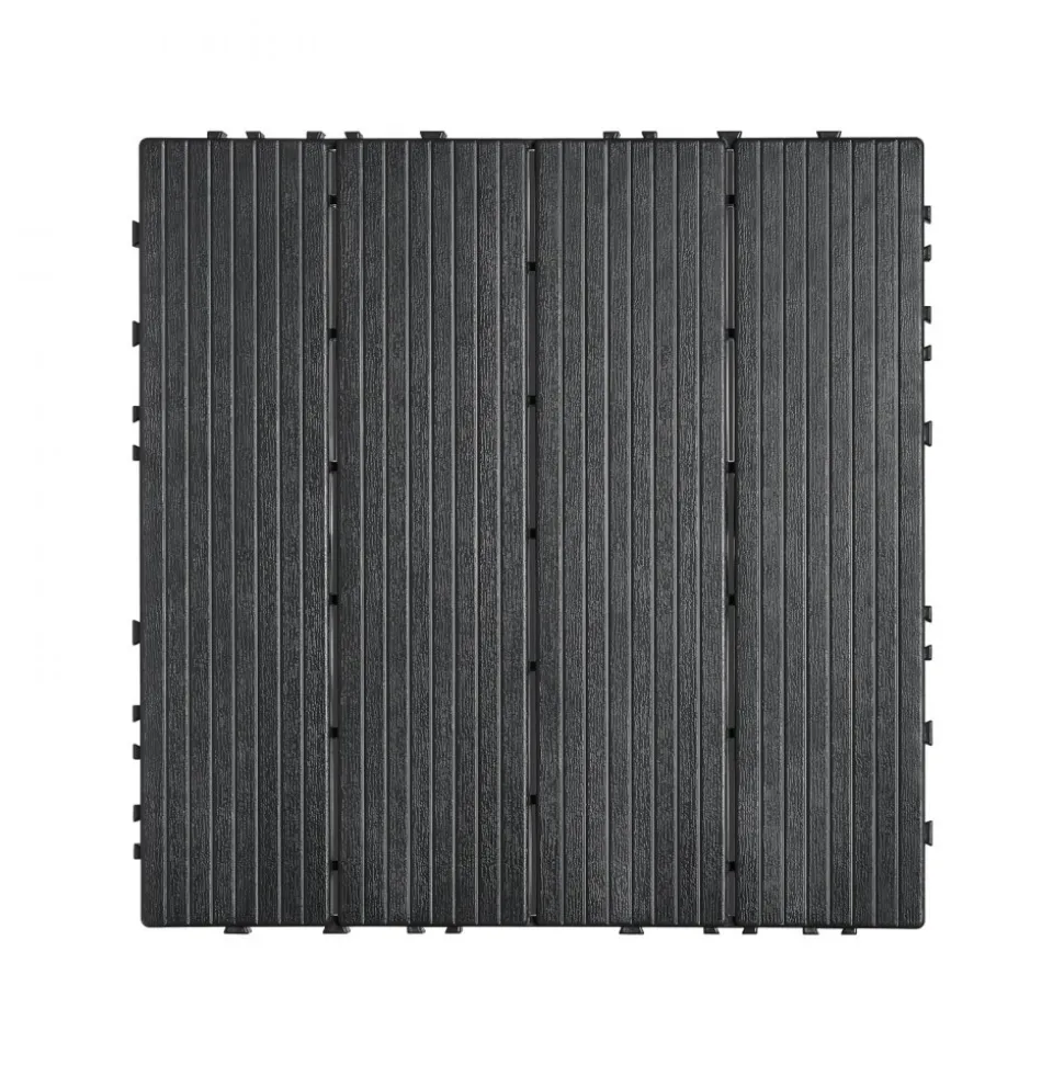 VEVOR Interlocking Deck Tiles, 54 Pack,12"x12" 54 sq. ft Plastic Waterproof Outdoor Flooring All Weather Use, Patio Floor Decking Covering Tiles for Porch Poolside Balcony Backyard, Dark Grey