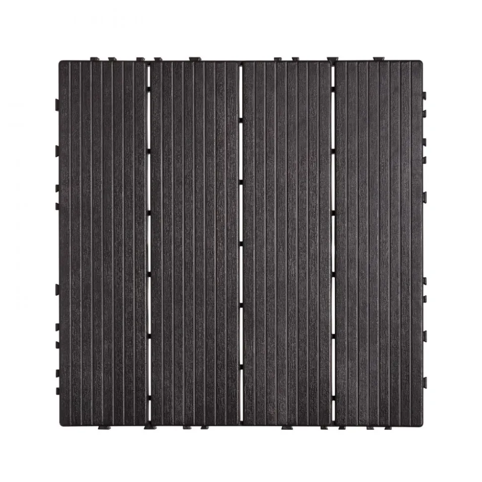 VEVOR Interlocking Deck Tiles, 54 Pack,12"x12" 54 sq. ft Plastic Waterproof Outdoor Flooring All Weather Use, Patio Floor Decking Covering Tiles for Porch Poolside Balcony Backyard, Dark Brown