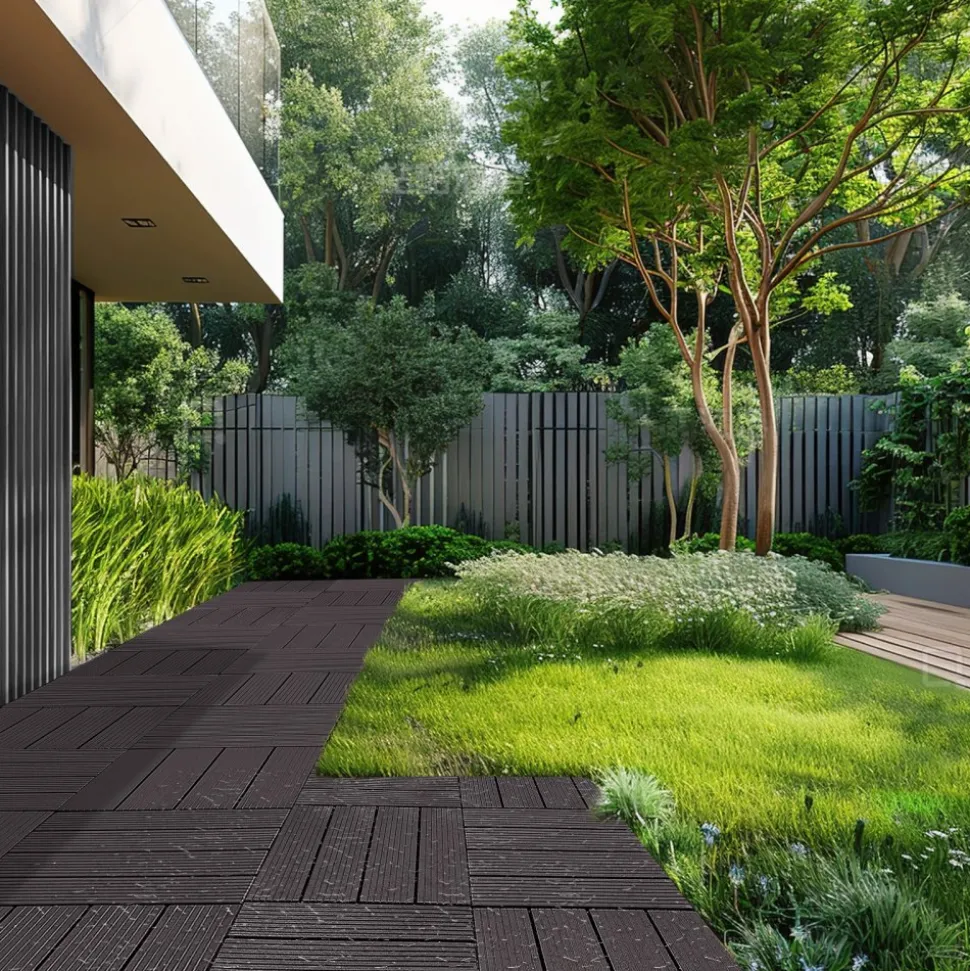 VEVOR Interlocking Deck Tiles, 54 Pack,12"x12" 54 sq. ft Plastic Waterproof Outdoor Flooring All Weather Use, Patio Floor Decking Covering Tiles for Porch Poolside Balcony Backyard, Dark Brown