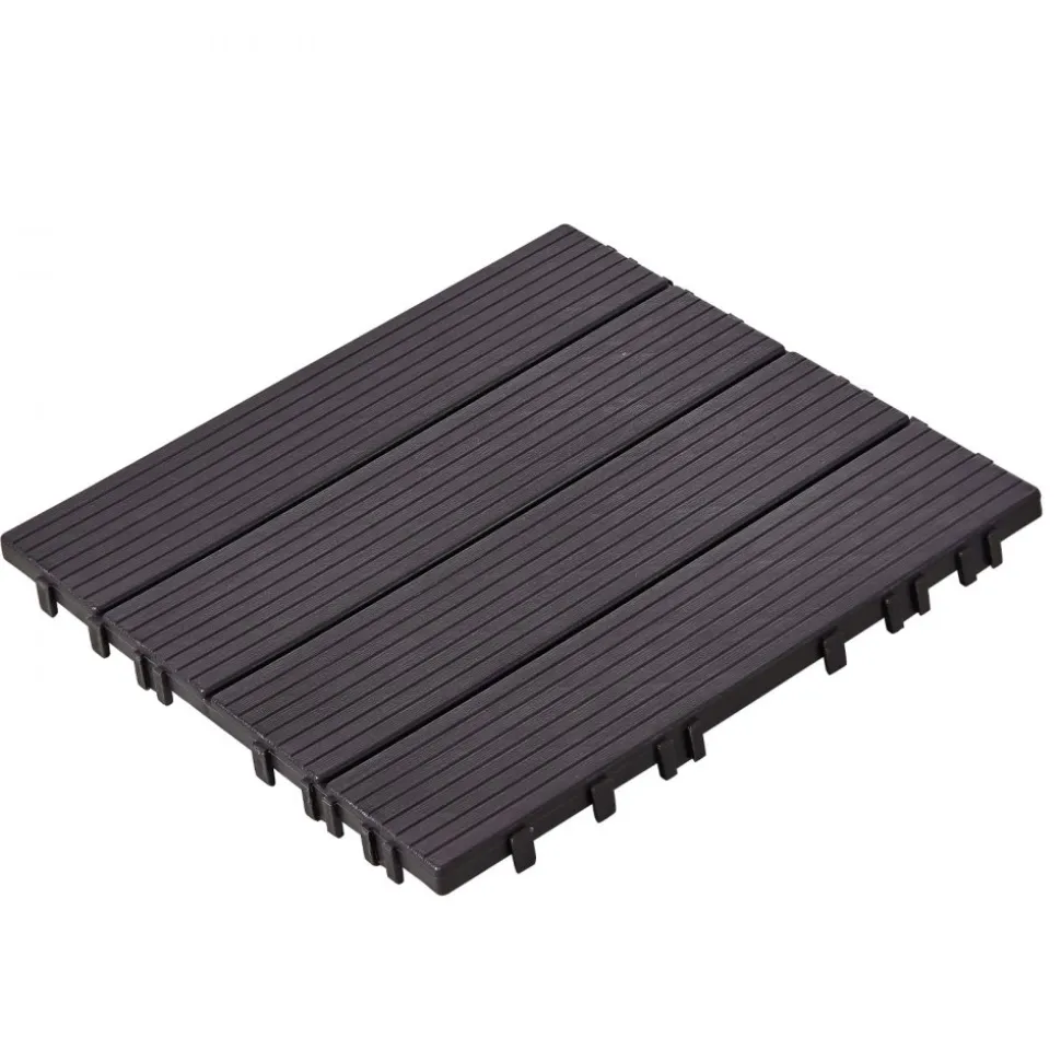 VEVOR Interlocking Deck Tiles, 54 Pack,12"x12" 54 sq. ft Plastic Waterproof Outdoor Flooring All Weather Use, Patio Floor Decking Covering Tiles for Porch Poolside Balcony Backyard, Dark Brown