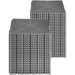 VEVOR Interlocking Drainage Mat, 12” x 12” Modular Interlocking Cushion, 50 Pcs Splicing Drainage Mats, Non-Slip Gray PP Drainage Floor Tile and Shower Mat, for Garage, Garden, Kitchen & Outdoor