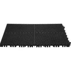 VEVOR Interlocking Drainage Mat, 12” x 12” Modular Interlocking Cushion, 12 Pcs Splicing Drainage Mats, Non-Slip Gray PP Drainage Floor Tile and Shower Mat, for Garage, Garden, Kitchen & Outdoor