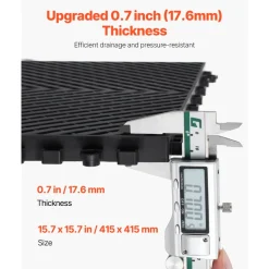 VEVOR Interlocking Drainage Mat, 12” x 12” Modular Interlocking Cushion, 12 Pcs Splicing Drainage Mats, Non-Slip Gray PP Drainage Floor Tile and Shower Mat, for Garage, Garden, Kitchen & Outdoor