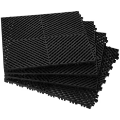 VEVOR Interlocking Drainage Mat, 12” x 12” Modular Interlocking Cushion, 12 Pcs Splicing Drainage Mats, Non-Slip Gray PP Drainage Floor Tile and Shower Mat, for Garage, Garden, Kitchen & Outdoor