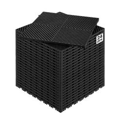 VEVOR Interlocking Drainage Mat, 12” x 12” Modular Interlocking Cushion, 12 Pcs Splicing Drainage Mats, Non-Slip Gray PP Drainage Floor Tile and Shower Mat, for Garage, Garden, Kitchen & Outdoor