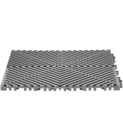 VEVOR Interlocking Drainage Mat, 12” x 12” Modular Interlocking Cushion, 24 Pcs Splicing Drainage Mats, Non-Slip Gray PP Drainage Floor Tile and Shower Mat, for Garage, Garden, Kitchen & Outdoor