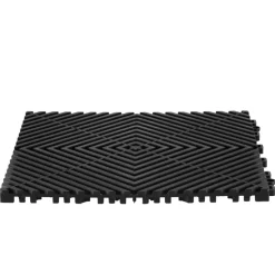 VEVOR Interlocking Drainage Mat, 12” x 12” Modular Interlocking Cushion, 55 Pcs Splicing Drainage Mats, Non-Slip Black PP Drainage Floor Tile and Shower Mat, for Garage, Garden, Kitchen & Outdoor