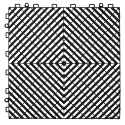 VEVOR Interlocking Drainage Mat, 12” x 12” Modular Interlocking Cushion, 24 Pcs Splicing Drainage Mats, Non-Slip Black PP Drainage Floor Tile and Shower Mat, for Garage, Garden, Kitchen & Outdoor
