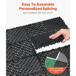 VEVOR Interlocking Drainage Mat, 12” x 12” Modular Interlocking Cushion, 24 Pcs Splicing Drainage Mats, Non-Slip Black PP Drainage Floor Tile and Shower Mat, for Garage, Garden, Kitchen & Outdoor