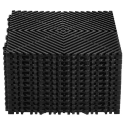 VEVOR Interlocking Drainage Mat, 12” x 12” Modular Interlocking Cushion, 12 Pcs Splicing Drainage Mats, Non-Slip Black PP Drainage Floor Tile and Shower Mat, for Garage, Garden, Kitchen & Outdoor