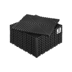 VEVOR Interlocking Drainage Mat, 12” x 12” Modular Interlocking Cushion, 12 Pcs Splicing Drainage Mats, Non-Slip Black PP Drainage Floor Tile and Shower Mat, for Garage, Garden, Kitchen & Outdoor