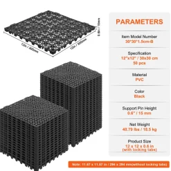 VEVOR Interlocking Tile 50PCS Black, Drainage Tiles 12