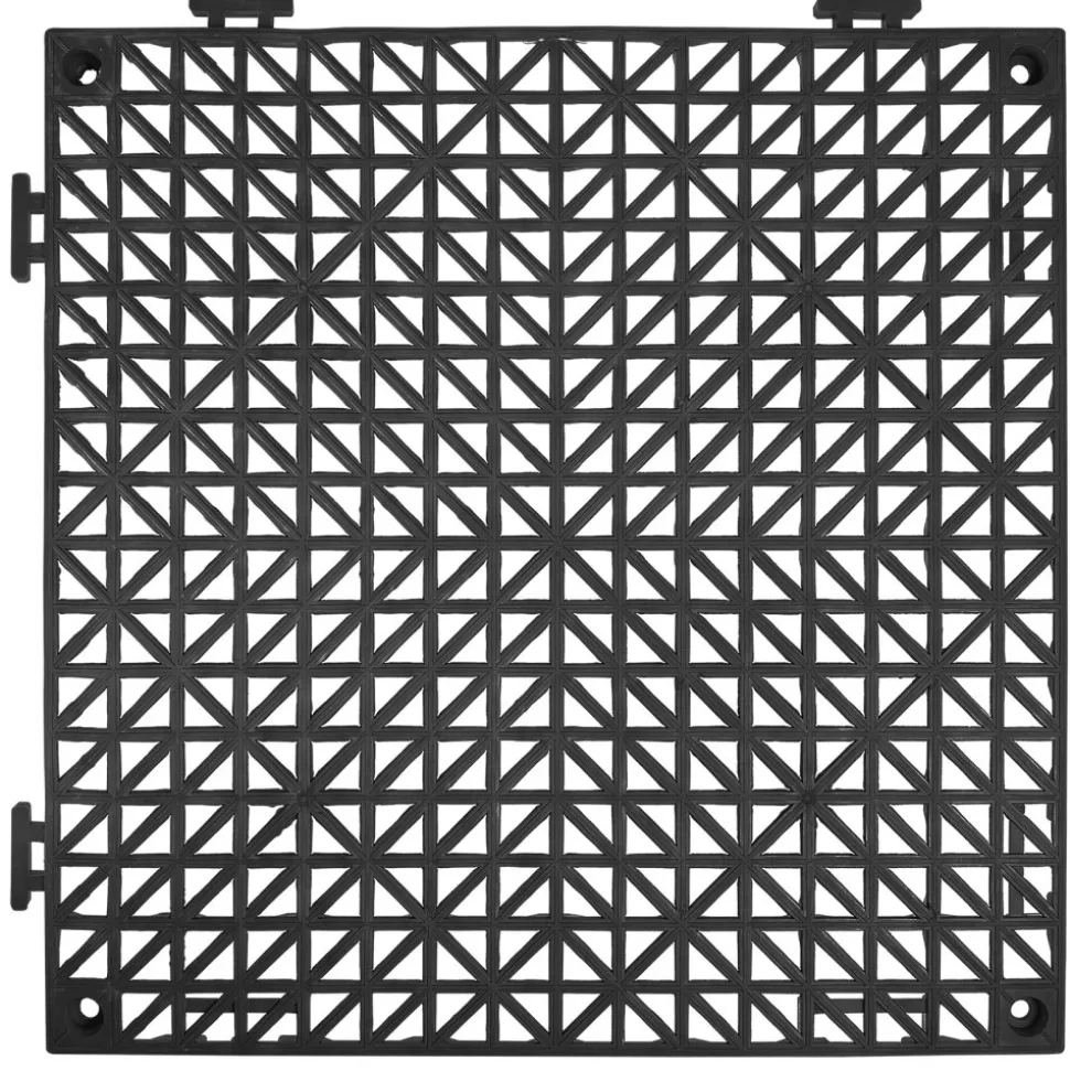 VEVOR Interlocking Tile 55PCS Black, Drainage Tiles 12" x 12" Splicing, Soft PVC Interlocking Drainage Floor Tiles, Non-Slip Drainage Holes for Restroom, Bathroom, Kitchen, Pool, Wet Areas