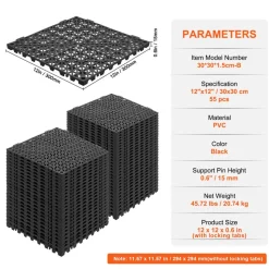 VEVOR Interlocking Tile 55PCS Black, Drainage Tiles 12
