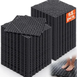 VEVOR Interlocking Tile 55PCS Black, Drainage Tiles 12
