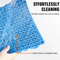 VEVOR Interlocking Tile 50PCS Blue, Drainage Tiles 12" x 12" Splicing, Soft PVC Interlocking Drainage Floor Tiles, Non-Slip Drainage Holes for Restroom, Bathroom, Kitchen, Pool, Wet Areas