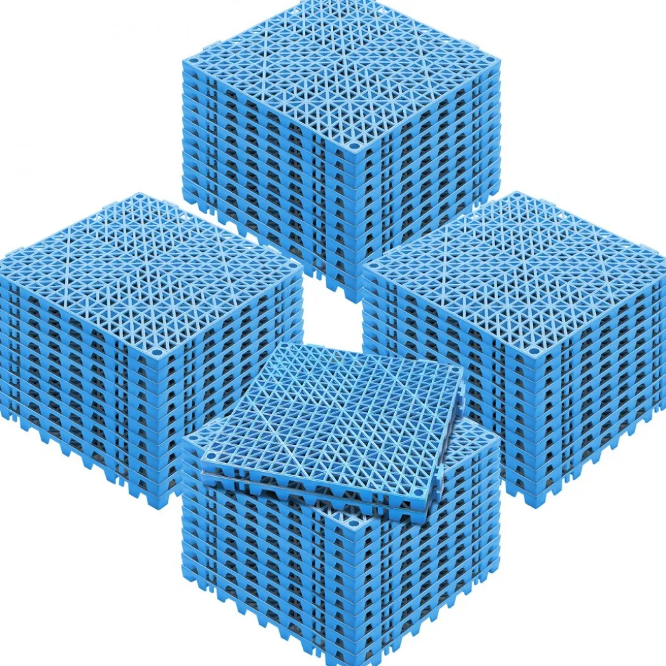 VEVOR Interlocking Tile 50PCS Blue, Drainage Tiles 12" x 12" Splicing, Soft PVC Interlocking Drainage Floor Tiles, Non-Slip Drainage Holes for Restroom, Bathroom, Kitchen, Pool, Wet Areas