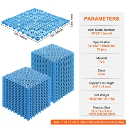 VEVOR Interlocking Tile 50PCS Blue, Drainage Tiles 12