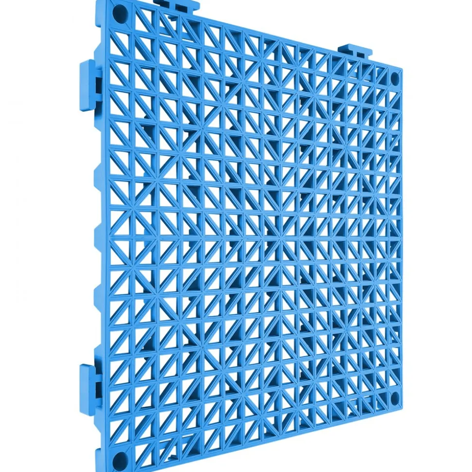 VEVOR Interlocking Tile 50PCS Blue, Drainage Tiles 12" x 12" Splicing, Soft PVC Interlocking Drainage Floor Tiles, Non-Slip Drainage Holes for Restroom, Bathroom, Kitchen, Pool, Wet Areas