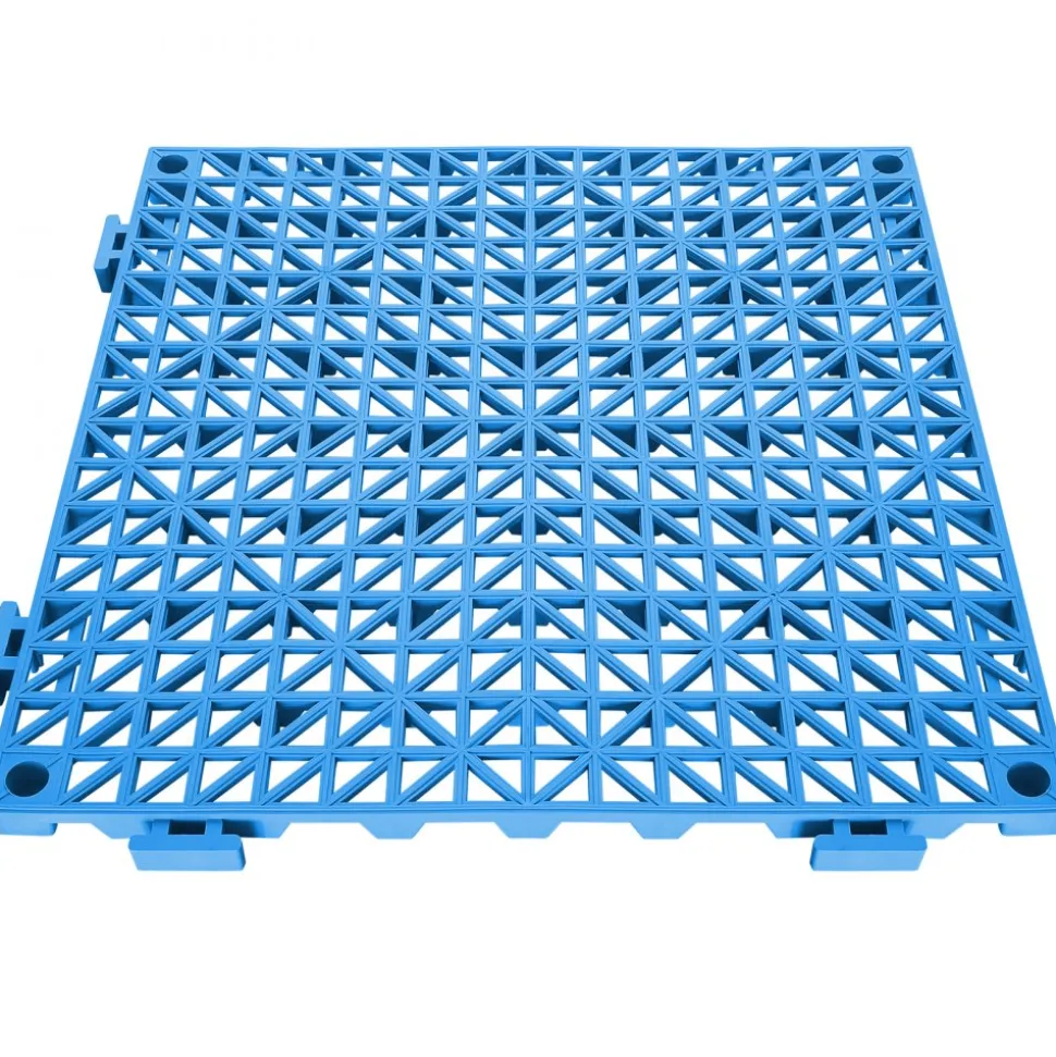 VEVOR Interlocking Tile 55PCS Blue, Drainage Tiles 12" x 12" Splicing, Soft PVC Interlocking Drainage Floor Tiles, Non-Slip Drainage Holes for Restroom, Bathroom, Kitchen, Pool, Wet Areas, Blue