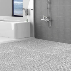 VEVOR Interlocking Tile 50PCS Gray, Drainage Tiles 12" x 12" Splicing, Soft PVC Interlocking Drainage Floor Tiles, Non-Slip Drainage Holes for Restroom, Bathroom, Kitchen, Pool, Wet Areas