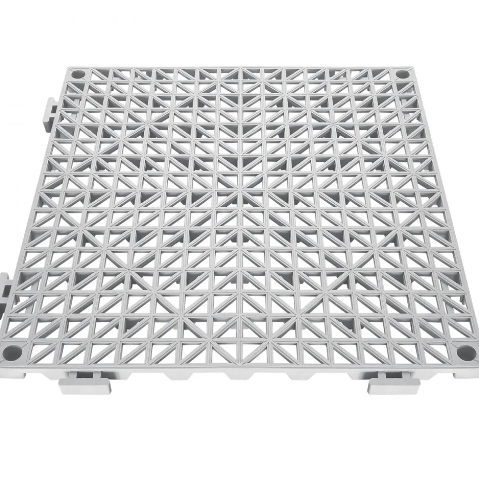 VEVOR Interlocking Tile 50PCS Gray, Drainage Tiles 12" x 12" Splicing, Soft PVC Interlocking Drainage Floor Tiles, Non-Slip Drainage Holes for Restroom, Bathroom, Kitchen, Pool, Wet Areas