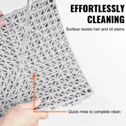 VEVOR Interlocking Tile 55PCS Grey, Drainage Tiles 12" x 12"x 0.6 Splicing, Soft PVC Interlocking Floor Tiles, Non-Slip Drainage Holes for Restroom, Bathroom, Kitchen, Pool, Wet Area