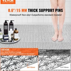 VEVOR Interlocking Tile 55PCS Grey, Drainage Tiles 12