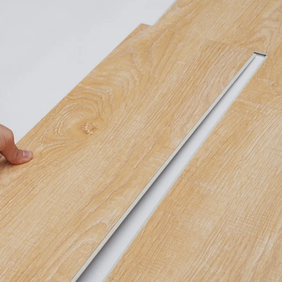 VEVOR Interlocking Vinyl Floor Tiles 48 x 7.3 inch, 10 Tiles 5.5mm Thick Snap Together, Natural Wood Grain DIY Flooring for Kitchen, Dining Room, Bedrooms & Bathrooms, Easy for Home Decor