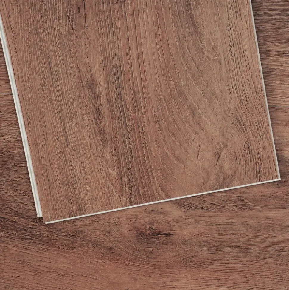 VEVOR Interlocking Vinyl Floor Tiles 48 x 7.3 inch, 10 Tiles 5.5mm Thick Snap Together, Deep Brown Wood Grain DIY Flooring for Kitchen, Dining Room, Bedrooms & Bathrooms, Easy for Home Decor