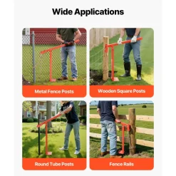 VEVOR 32 in T Post Puller, Heavy Duty Fence Post Puller with 43 in Lifting Chain, Rust-Resistant Steel, Labor-Saving T-Post Remover Tool for Round Fence Posts, Sign Posts & Tree Stumps