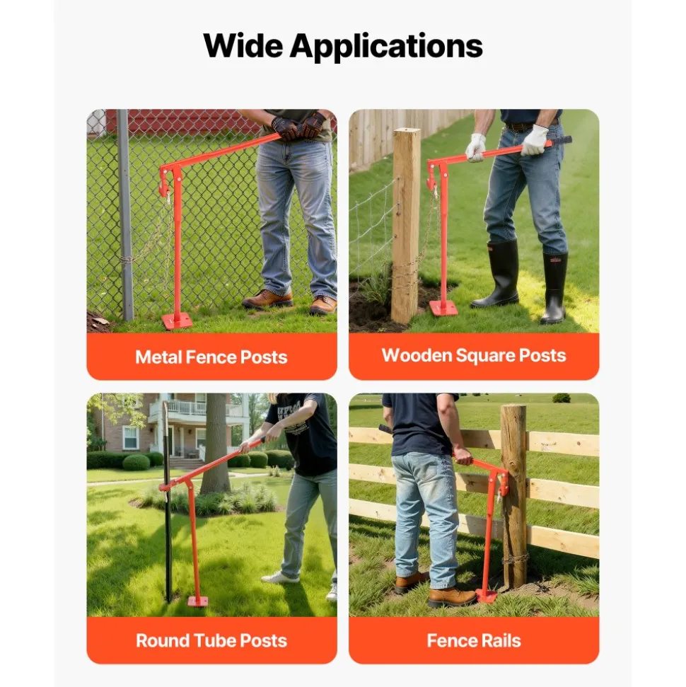 VEVOR 36 in T Post Puller, Heavy Duty Steel Fence Post Puller, 660lb Load Capacity, Labor-Saving T-Post Remover Tool for Round Fence Posts, Sign Posts & Tree Stumps, Lifting Chain Not Included