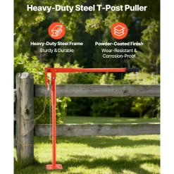 VEVOR 36 in T Post Puller, Heavy Duty Steel Fence Post Puller, 660lb Load Capacity, Labor-Saving T-Post Remover Tool for Round Fence Posts, Sign Posts & Tree Stumps, Lifting Chain Not Included