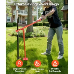 VEVOR 36 in T Post Puller, Heavy Duty Steel Fence Post Puller, 660lb Load Capacity, Labor-Saving T-Post Remover Tool for Round Fence Posts, Sign Posts & Tree Stumps, Lifting Chain Not Included