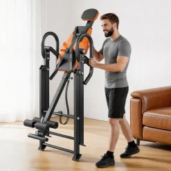 VEVOR Inversion Table, 300 lbs Capacity Heavy Duty Back Inverter Stretcher, Inverted Table with Dual-Roller Locking, Decompression Tables for Shoulders, Neck, Back, Multi-Angle Adjustable Tether Strap