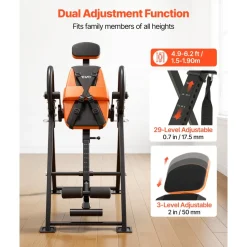 VEVOR Inversion Table, 300 lbs Capacity Heavy Duty Back Inverter Stretcher, Inverted Table with Dual-Roller Locking, Decompression Tables for Shoulders, Neck, Back, Multi-Angle Adjustable Tether Strap
