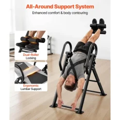 VEVOR Inversion Table, 300 lbs Capacity Heavy Duty Back Inverter Stretcher, Inverted Table with Stable Structure, Dual-Roller Locking, Decompression Tables for Shoulders, Neck, Back, Knees