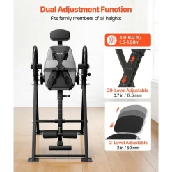 VEVOR Inversion Table, 300 lbs Capacity Heavy Duty Back Inverter Stretcher, Inverted Table with Stable Structure, Dual-Roller Locking, Decompression Tables for Shoulders, Neck, Back, Knees