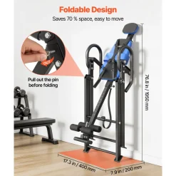 VEVOR Inversion Table, 300 lbs Capacity Heavy Duty Back Inverter Stretcher, Inverted Table with Dual-Roller Locking, Decompression Tables for Shoulders, Neck, Back, Multi-Angle Adjustable Tether Strap