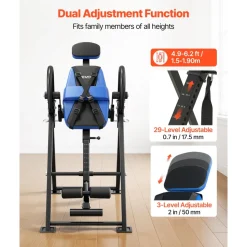 VEVOR Inversion Table, 300 lbs Capacity Heavy Duty Back Inverter Stretcher, Inverted Table with Dual-Roller Locking, Decompression Tables for Shoulders, Neck, Back, Multi-Angle Adjustable Tether Strap