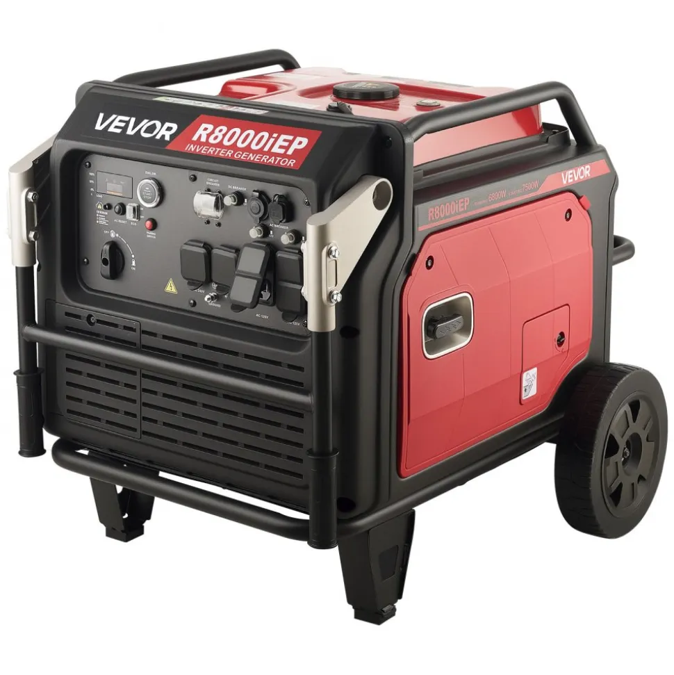 VEVOR Inverter Generator, 10KW Peak Watt Inverter Generator, Remote Start Inverters Generators for Home Outdoor, Gas Powered, Stable Power, CO Sensor, RV Ready 1A & 2.1A Outlet (6.8KW Operating Power)