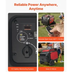 VEVOR Inverter Generator, 10KW Peak Watt Inverter Generator, Remote Start Inverters Generators for Home Outdoor, Gas Powered, Stable Power, CO Sensor, RV Ready 1A & 2.1A Outlet (6.8KW Operating Power)