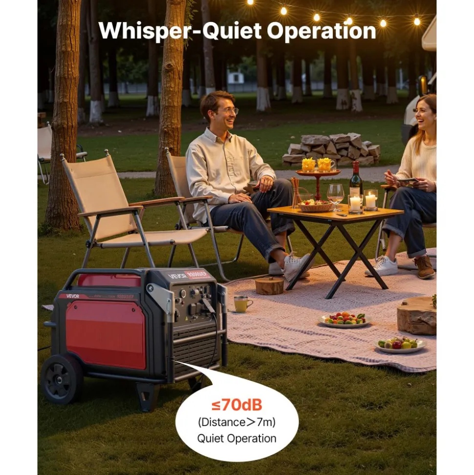 VEVOR Inverter Generator, 10KW Peak Watt Inverter Generator, Remote Start Inverters Generators for Home Outdoor, Gas Powered, Stable Power, CO Sensor, RV Ready 1A & 2.1A Outlet (6.8KW Operating Power)